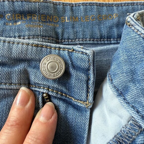 So Slimming Girlfriend Jeans Size 10 Embroidered Slim Leg Crop Light Wash Blue - Picture 11 of 16